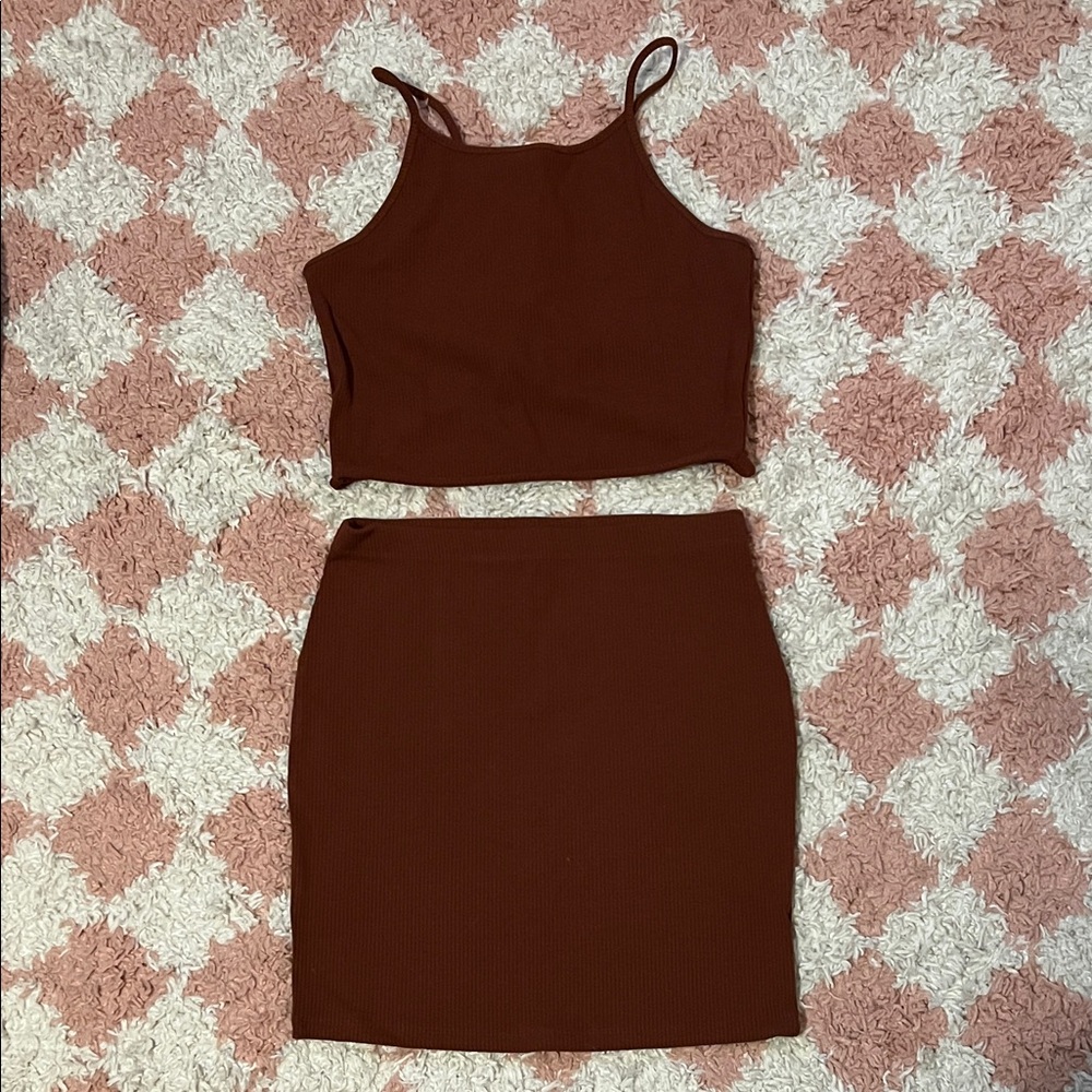 Fashion Nova Brown Skirt Set